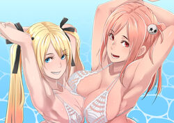 2girls asymmetrical_docking big_breasts bikini breasts butcha-u cleavage dead_or_alive dead_or_alive_xtreme_beach_volleyball female female_only honoka_(doa) large_breasts light-skinned_female light_skin looking_at_viewer marie_rose multiple_girls petite small_breasts tecmo teenage_girl teenager