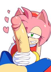 amy_rose exposed_torso footwear handjob handwear huge_cock mostly_nude penis pov sonic_(series) sonic_the_hedgehog supersegasonicss unseen_male_face veiny_penis