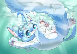 ahoge akurara blue_eyes blue_hair canopus335 cat_busters female furry nude pussy solo uncensored underwater water