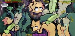 anal anal_sex antlers balls balls_on_face biting_own_tail bodily_fluids deer dragon ejaculation english_text gameplay_mechanics garbagioni genitals hands-free hi_res holding_balls horn hybrid kneeling kobold larger_male male male/male mammal mythological_creature mythological_scalie mythology penetration scalie shasall_hetrin_(garbagioni) size_difference text unusual_bodily_fluids