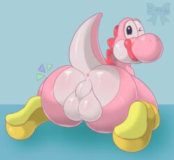 1boy 2018 anus ass backsack balls big_ass big_butt blue_background bubble_ass bubble_butt butt cute dat_ass dinosaur femboy footwear frostyribbons full_body girly huge_ass huge_butt looking_at_viewer looking_back male male_only mario_(series) mostly_nude nintendo nude perineum pink_scales pink_yoshi presenting presenting_anus presenting_ass presenting_butt presenting_hindquarters raised_tail red_scales reptile scales scalie shoes simple_background sitting solo tail testicles thick thick_ass thick_thighs tongue tongue_out tumblr video_games wariza white_scales wide_hips wink yoshi