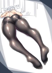 ass bed big_ass big_butt feet from_behind gigantic_ass laying_down pillow sakuya_izayoi silver_hair skin_tight sleeping solo tagme tajima_yuuki toes touhou white_hair wide_hips zzz