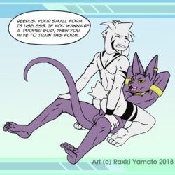 anal anthro asriel_dreemurr asriel_dreemurr_(god_form) beerus boss_monster caprine cowgirl_position crossover deity dragon_ball dragon_ball_super dragon_ball_z duo feline fight furry gay goat horn male male_only mammal nude penis raxkiyamato sphynx_(cat) testicles text undertale yaoi