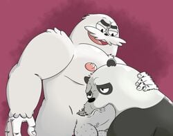 2boys balls bear bigfoot cartoon_network duo fellatio furry gay male male_only mammal mkcrown open_mouth oral panda panda_(wbb) penis pubic_hair ralph_(wbb) sex testicles we_bare_bears yaoi