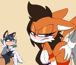 afrosoricid annoyed anthro banknote big_breasts bikini bikini_top blue_eyes blush bodily_fluids bottomwear breasts brown_body brown_eyes brown_fur brown_hair canid canine cleavage clothed clothing counting_money digital_media_(artwork) fan_character female female_penetrated from_behind_position fur genital_fluids gloves grey_body grey_fur group hair handwear heart_symbol hi_res legwear lesbian_pride_colors lgbt_pride long_hair male male/female male_penetrating male_penetrating_female mammal maned_wolf money nelljoestar offscreen_male orange_body orange_fur orientation_play penetration penile pride_colors prostitution ribbons sega sex shirt simple_background skirt smile sonic_the_hedgehog_(series) stockings swimwear tail tenrec thick_thighs topwear trio two-piece_swimsuit vaginal_penetration wide_hips