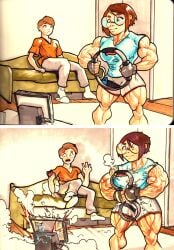 ayanamifan ayanamifan console couch muscle_mommy musclegirl muscles muscles_through_clothes strength stronger_female