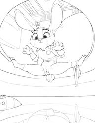 anus black_and_white bottomless clitoris clothed clothing disney female judy_hopps panties panties_around_one_leg pen police_uniform presenting presenting_pussy pussy reflection spread_legs spreading toilet tricksta underwear underwear_around_one_leg uniform zootopia