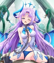 bare_shoulders blush breasts broken_horn cat_and_rabbit chains clothed_sex cum cum_in_pussy demon_girl demon_horns demon_tail demon_wings elsword female highres horns ishtar_(elsword) long_hair luciela_r._sourcream medium_breasts navel one_eye_closed open_mouth panties panties_aside pointy_ears spread_legs star star-shaped_pupils sweat symbol symbol-shaped_pupils tail tears torn_clothes torn_panties underwear vaginal_penetration very_long_hair wings