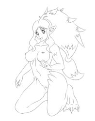 1girls 3_toes anthro big_feet breasts claws female female_only fur furry fusion hair hilda_(pokemon) hybrid kneeling line_art long_hair monochrome nickfaire nintendo nude paws pointy_ears pokémon_(species) pokemon pokemon_(species) pokemon_bw pussy simple_background solo toes unsure video_games zoroark