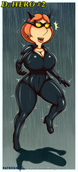 alternate_breast_size big_breasts bodysuit breasts busty catwoman_(cosplay) cleavage cosplay curvy cydlock family_guy female glasses hyper_bimbo large_breasts lois_griffin milf red_lipstick thick_thighs wide_hips