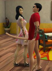1boy 1girls 2018 alien ballbusting balls balls_grab balls_squeeze clothed_female clothed_female_nude_male cock_and_balls_torture couple curvy devious_desires deviousdesires dress female femdom glasses indoors long_penis male malesub matrixsims nude nude_male pain partially_clothed penis sandals sofa squeezing_balls straight tattoo testicles the_sims the_sims_4