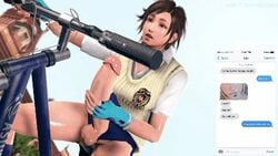 3d animated balls bicycle big_penis bike clothing esk futa_focus futa_only futanari handwear huge_cock human intersex kazama_asuka manual masturbation multitasking pale_skin penis public source_filmmaker tekken text