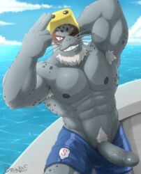 1boy anthro bara bruno-dz erection humanoid_penis male male_focus male_only mammal marine my_hero_academia penis pinniped seal selkie_(my_hero_academia) solo