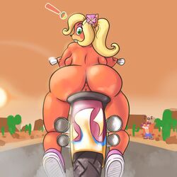 ! anthro anus ass big_butt breasts cactus clothed clothing coco_bandicoot crash_(series) crash_bandicoot:_warped driving fake_crash female female_focus flower footwear hair hair_flower jamesbarock male mammal mostly_nude motorcycle musical_note nude outside plant pussy shoes sideboob solo_focus sun surprise topless vehicle video_games wumpa_fruit