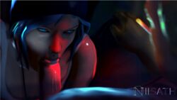 3d blue_eyes blue_hair chloe_price father_and_daughter fellatio female incest life_is_strange male niisath tagme tattoo unseen_male_face william_price