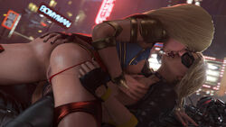 2girls 3d 3d_(artwork) absurdres areolae black_canary black_canary_(injustice) black_nails blonde_hair bomyman breasts dc dc_comics dinah_lance domino_mask female female_only fingerless_gloves green_arrow_(series) highres injustice_2 kara_danvers kara_zor-el nipples pussy source_filmmaker supergirl supergirl_(injustice) superman_(series) vagina yuri