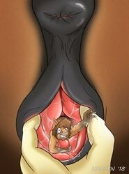 2018 animal_genitalia anthro anus brown_fur brown_hair close-up crying crying_with_eyes_open death_by_snoo_snoo equine furry horsen implied_death macro mammal pussy pussy_juice size_difference spread_pussy spreading spreading_pussy tears unbirth unbirthing vore vulva