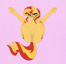 anthro anthrofied anus breasts bridle cocaine-leopard equine eyeshadow female furry hooves horse large_breasts looking_at_viewer lying makeup mammal my_little_pony nude on_back pony pussy solo spread_legs spreading sunset_shimmer