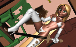 1girls 3d artist_name bare_shoulders big_breasts bikini bikini_bottom bikini_top blonde_hair boots busty chair curvy detailed_background disney eyelashes female female_only front_view green_eyes high_heel_boots high_heels holding_object hourglass_figure human indoors inside kondaspeter long_hair looking_at_viewer midriff pose posing princess rapunzel room royalty shadow shield shiny shiny_skin solo standing swimsuit sword tangled thong very_long_hair voluptuous weapon wide_hips wip yellow_hair