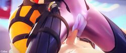 1boy 2girls 3d anal anal_penetration anal_sex animated blizzard_entertainment blurry_background cakeofcakes clothed clothed_sex no_sound overwatch straight tagme tracer video widowmaker