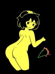 black_hair hair_ornament looking_at_viewer looking_back ludosity naked princess_remedy princess_remedy_in_a_world_of_hurt pussy vadaboob