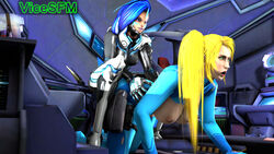 3d blizzard_entertainment cyberspace_sombra futa_on_female futanari intersex metroid nintendo overwatch samus_aran sombra vicesfm