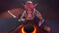 3d alternate_costume alternate_hair_color alternate_hairstyle animated elf faceless_male fellatio female high_elf_lian humanoid j4zzbug_sfm jenos_(paladins) lian_(paladins) male_pov no_sound oral paladins pink_hair pov tagme video