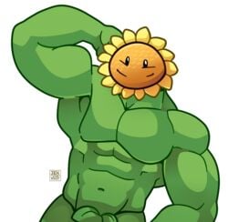 animate_inanimate anthro bara barazoku flora_fauna genderswap male male_only muscular muscular_male plantie plants_vs_zombies rule_63 sunflower_(pvz) tehbluebubble