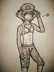 disney kingdom_hearts kingdom_hearts_birth_by_sleep male male_focus male_only monochrome police_uniform rough_sketch square_enix teen teenager unversed vanitas