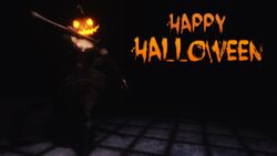 1futa 3d axe ball_bulge balls balls_under_clothes bethesda_softworks breasts cleavage dark_image flaccid futa_only futanari halloween intersex large_breasts penis penis_bulge penis_under_clothes penis_under_skirt pumpkin scary skirt skyrim solo the_elder_scrolls wide_hips