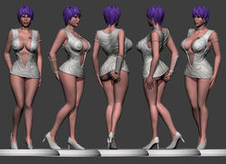 3d clothed dress female heels high_heels holding_ass model purple_hair short_hair six_(tripping_the_rift) tagme tattoo tripping_the_rift