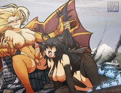 1futa 1girls animal_humanoid areolae big_breasts blush breasts cum cum_in_mouth cum_inside domination fellatio female forced futa_on_female futadom futanari genderswap godzilla godzilla_(series) humanoid inkershike intersex kaiju kaiju_girls_(webcomic) king_ghidorah multi_penis nipples oral penis red_eyes sex tongue tongue_out triphallia