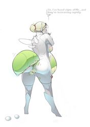 abdomen alien antennae anthro arthropod ass belly bodysuit breast_expansion breasts clothed clothing egg egg_laying english_text female hair human inflation insects mammal ovipositor pregnant pussy solo spacesuit taus text tight_clothing torn_clothing transformation visor wide_hips wings