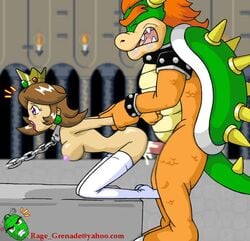 bowser female green_shell horns human koopa male mario_(series) nintendo princess_daisy rage_grenade rape shell spiky_shell straight straight_hair super_mario_bros.