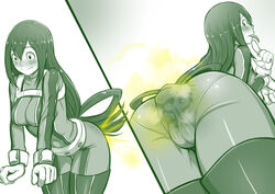 1girls 5_fingers accident amphibian animal_humanoid anonichan ass blush boots breasts clothing embarrassed fart feces female female_only footwear frog_humanoid gloves hair humanoid long_hair looking_back multiple_views my_hero_academia outline pantylines partially_colored pussy_bulge scat sequence simple_background soiling soiling_underwear solo surprise sweat thick_thighs tongue tongue_out tsuyu_asui underwear white_background wide_hips