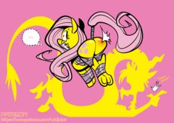 bondage bound cutie_mark discord_(mlp) draconequus duo equine eyelashes feathered_wings feathers female feral fluttershy_(mlp) friendship_is_magic gag gagged horse male mammal my_little_pony nude oddjuice pony spanking straight tape wings