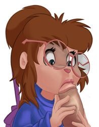 1girls alvin_and_the_chipmunks artist_request blue_eyes blue_eyes_female brown_hair brown_hair_female brunette brunette_hair chipettes female furry glasses jeanette_miller ribbon squirrel thick_lips very_long_hair very_long_hair_female