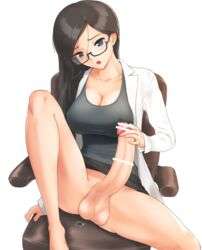 1futa balls big_breasts breasts cleavage comugico dickgirl erection futa_only futanari intersex large_breasts looking_at_viewer masturbation penis solo spread_legs testicles