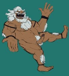 2018 5_fingers abs anthro balls beard biceps body_hair breath_of_the_wild chest_hair daruk erection facial_hair fur goron hair hairy male male_only musclegut muscular muscular_male nintendo penis rock the_legend_of_zelda video_games