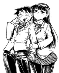 1boy blush erection erection_under_clothes female futa_with_male futanari intersex komi-san_wa_komyushou_desu komi_shouko school_uniform schoolgirl_uniform skirt sturkey tadano_hitohito