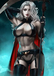 big_breasts breasts chaos_comics cleavage dandon_fuga female female_only lady_death large_breasts looking_at_viewer panties solo thighhighs