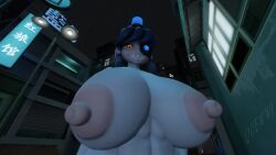 3d 3d_(artwork) big_ass big_breasts city evil_grin mimi_sentry muscular_female quewwi robot sharp_teeth source_engine source_filmmaker source_filmmaker_(artwork) team_fortress_2 tf2