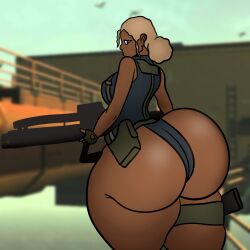 1girls ass big_ass curvydoodles dark-skinned_female fortune_(mgs2) helena_dolph_jackson huge_ass looking_at_viewer metal_gear_solid metal_gear_solid_2 solo solo_female