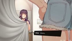1futa 1girls 2d 2d_(artwork) amy_(benefitship) animated balls bare_shoulders benefitship big_balls big_breasts big_penis breasts brown_hair bulge chloe_(benefitship) cleavage clothing crop_top duo female flaccid futanari game_cg gameplay huge_breasts huge_cock large_breasts penis purple_hair shirt short_hair short_jeans shorts size_difference slideshow sulcate tagme thick_thighs tight_clothing video visual_novel voice_acted
