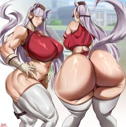 ass blush breasts gior_dannn gold_ship_(umamusume) hair long_hair umamusume white_hair