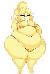 1girls animal_crossing arizonathevixen bikini bikini_bottom bikini_only bikini_top bottom dog dog_ears dog_girl fat fat_ass fat_belly fat_female fat_thighs female female_only gold_bikini golden_bikini golden_week golden_week_bikini happy happy_female isabelle_(animal_crossing) nintendo obese obese_anthro obese_female overweight overweight_female shih_tzu summer thick thick_ass thick_thighs thighs thighs_bigger_than_head waving yellow yellow_body yellow_fur yellow_hair yellow_skin