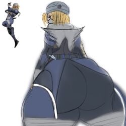 1girls ass big_ass curvydoodles huge_ass ninja ninja_girl reference_image sheik sketch solo solo_female super_smash_bros._brawl the_legend_of_zelda white_background