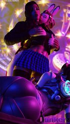 3d 3girls amelie_lacroix belly_button belly_piercing blender brigitte brigitte_lindholm bunny_ears collar cropped_jacket fareeha_amari female female_only junkerz miniskirt no_bra no_panties open_jacket overwatch patreon_username pharah plaid_skirt pussy sex_toy skirt tattoo thighhighs tracer tumblr_username widowmaker yuri