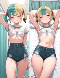 1girls ai_generated anime_girl blush canari_(pokemon) canary_(pokemon) cute cute_girl female female_only hentai multiple_views nipples pantyhose petite petite_body petite_breasts petite_female pokemon shy small_breasts solo solo_female teen teen_girl teenage_girl uncensored underwear uniwaifu wet_pussy
