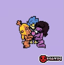 1boy 1male 2female 2girls 2girls1boy accurate_art_style animated antlers berdly big_penis bird blonde_hair boobjob breasts deer deer_ears deer_girl deer_tail deltarune female furry lizard lizard_girl long_hair male mayin naked noelle_holiday penis pixel_animation pixel_art pixelated reptile semi_nude snout sprite straight susie_(deltarune) titjob